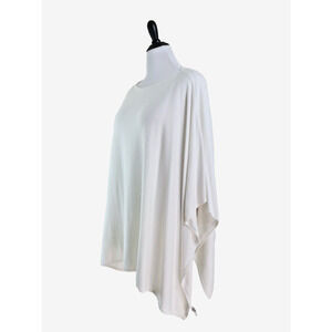 Ann Taylor One Size Knit Poncho Sweater Open Arm Ivory White